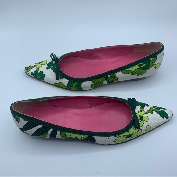 RARE Jcrew green floral Lucy Flats - Picture 6 of 10